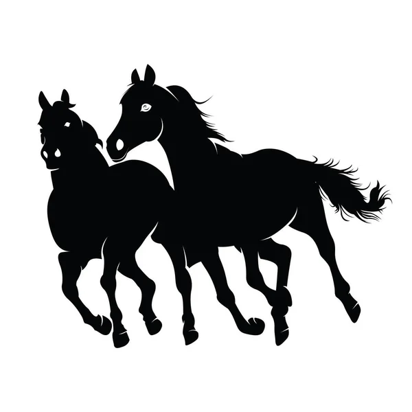 Logo Black Horse Šablona Silueta Siluety Návrhu Koně — Stockový vektor