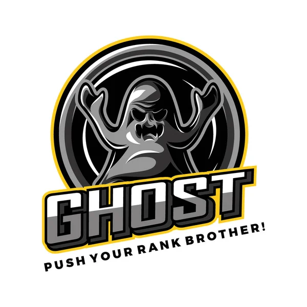 Ghost吉祥物E体育标志设计矢量模板 — 图库矢量图片