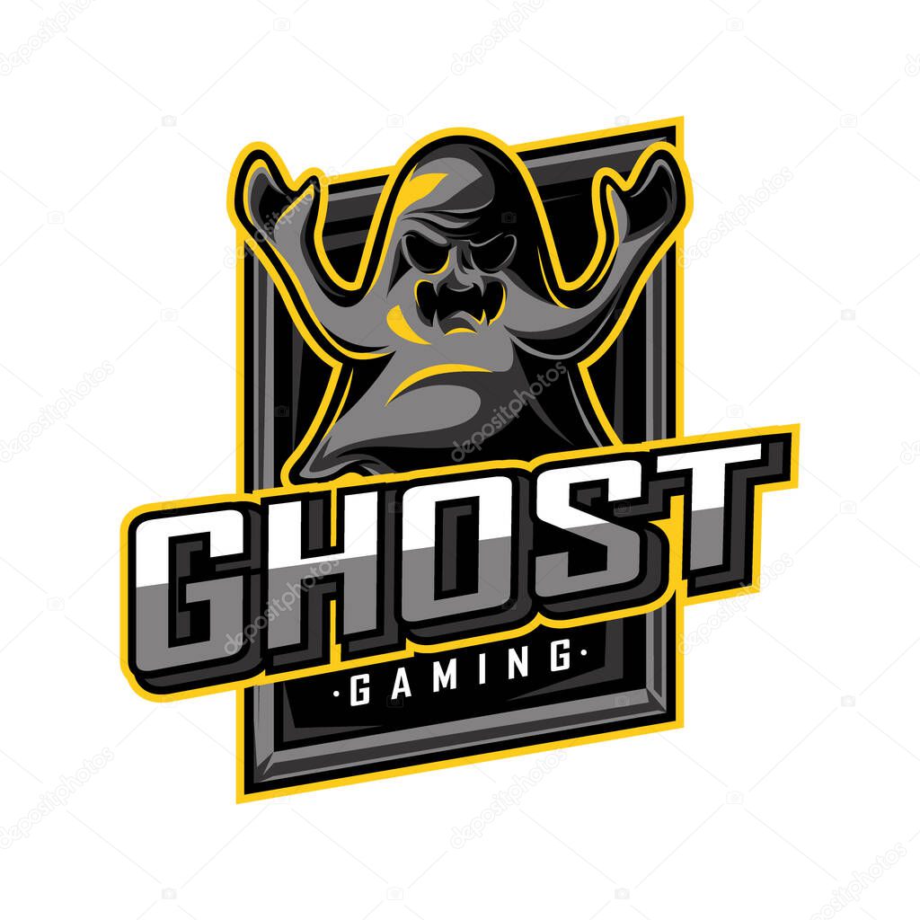 GHOST Mascot e sport logo design Vector template