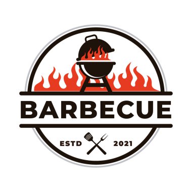 Barbekü logosu tasarımı. Barbekü Logo Vektörü İlham Şablonu