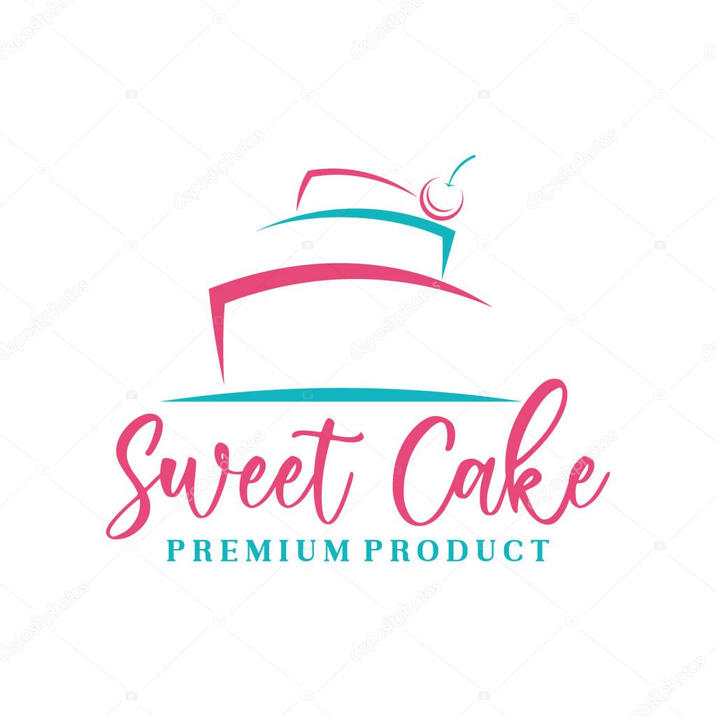 Sweet Cake Logo. Cake Shop Logo Design vector Template