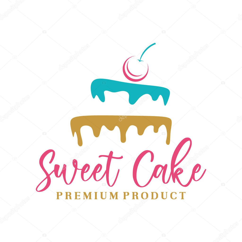 Sweet Cake Logo. Cake Shop Logo Design vector Template