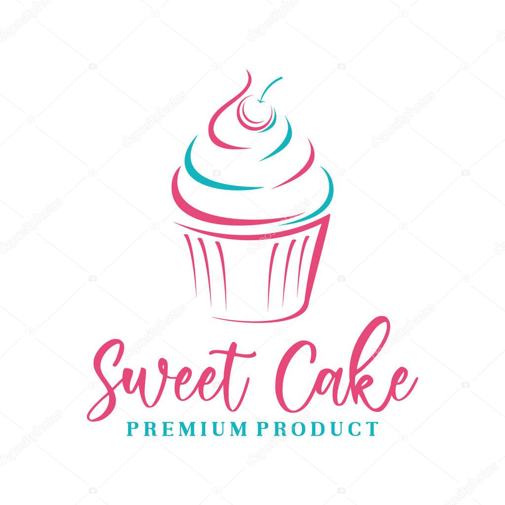 Sweet Cake Logo. Cake Shop Logo Design vector Template