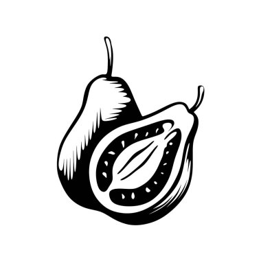 Siyah Guava logo illüstrasyon silüet vektörü