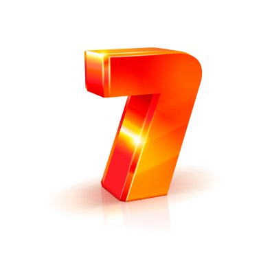 parlak turuncu kırmızı beyaz arka plan üzerinde izole 3d sayı 7.