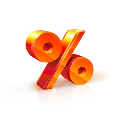 parlak turuncu kırmızı izole 3d yüzde işareti