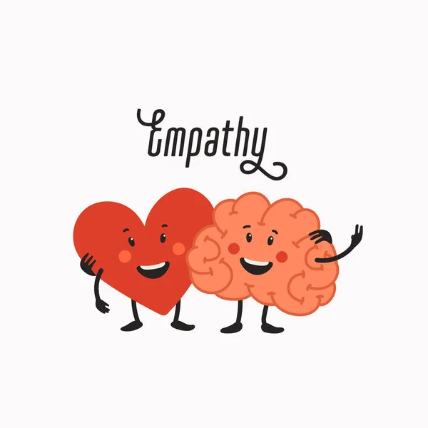 Empatia. Praca zespołowa serca i mózgu — Wektor stockowy