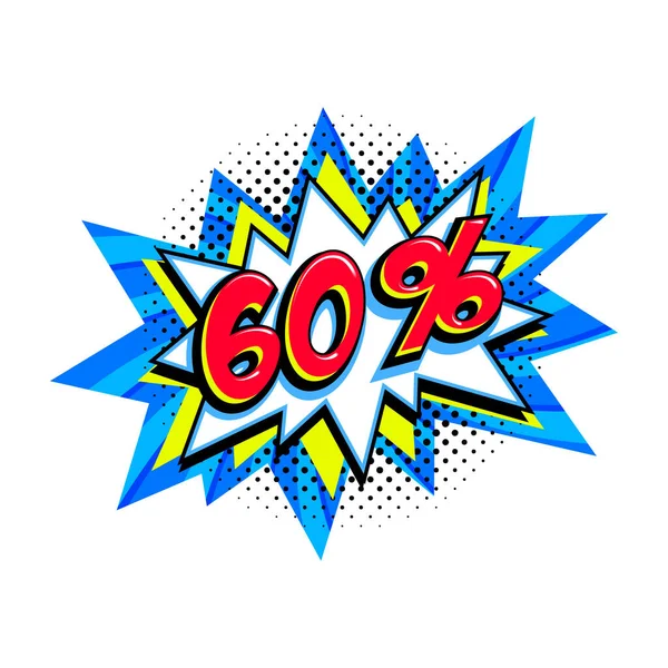Comic blu vendita bang palloncino - Pop art banner di promozione di sconto stile. Illustrazione vettoriale — Vettoriale Stock