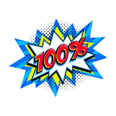 Komik mavi indirimli balon - Pop sanat tarzı indirimli promosyon afişi. Vektör illüstrasyonu