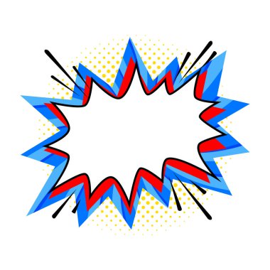 Çizgi romanların pop-art tarzı çok renkli bir arka planda boş patlama şekli.