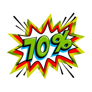 Çizgi roman yeşil patlama balonu - Pop sanat tarzı indirimli promosyon afişi. Vektör illüstrasyonu