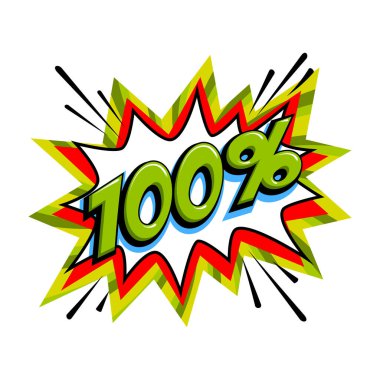 Çizgi roman yeşil patlama balonu - Pop sanat tarzı indirimli promosyon afişi. Vektör illüstrasyonu