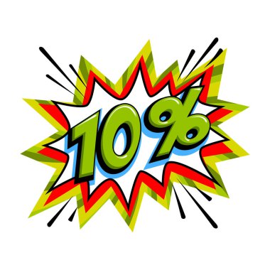 Çizgi roman yeşil patlama balonu - Pop sanat tarzı indirimli promosyon afişi. Vektör illüstrasyonu