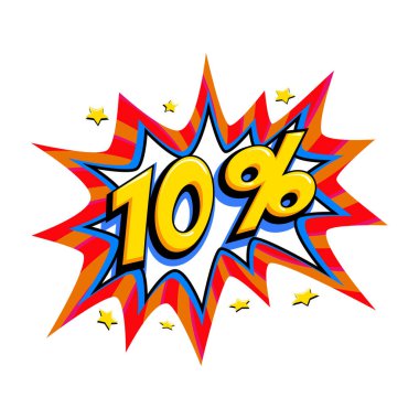 Çizgi roman satışı balonu - Pop sanat tarzı indirimli promosyon afişi. Vektör illüstrasyonu