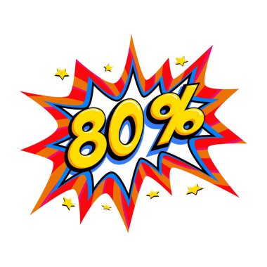 Çizgi roman satışı balonu - Pop sanat tarzı indirimli promosyon afişi. Vektör illüstrasyonu