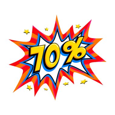 Çizgi roman satışı balonu - Pop sanat tarzı indirimli promosyon afişi. Vektör illüstrasyonu