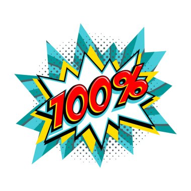 Komik turkuaz satış balonu - Pop sanat tarzı indirimli tanıtım pankartı. Vektör illüstrasyonu