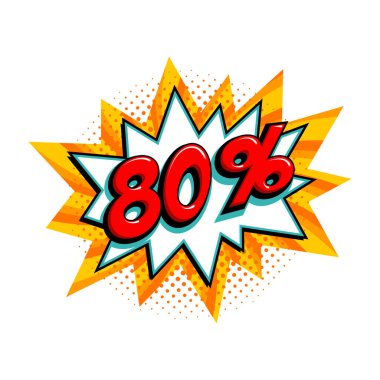 Çizgi roman sarı patlama balonu - Pop sanat tarzı indirimli promosyon afişi. Vektör illüstrasyonu