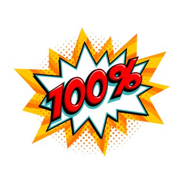 Çizgi roman sarı patlama balonu - Pop sanat tarzı indirimli promosyon afişi. Vektör illüstrasyonu