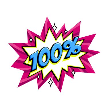 Çizgi roman pembe patlama balonu - Pop sanat tarzı indirimli promosyon afişi. Vektör illüstrasyonu