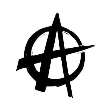 Punk rock koleksiyonu. Beyaz arka planda elle çizilmiş anarşi monokrom sembolü. Vektör illüstrasyonu.