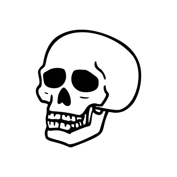 Colección de rock punk. Calavera humana con símbolo sobre un fondo blanco. Ilustración vectorial. — Vector de stock