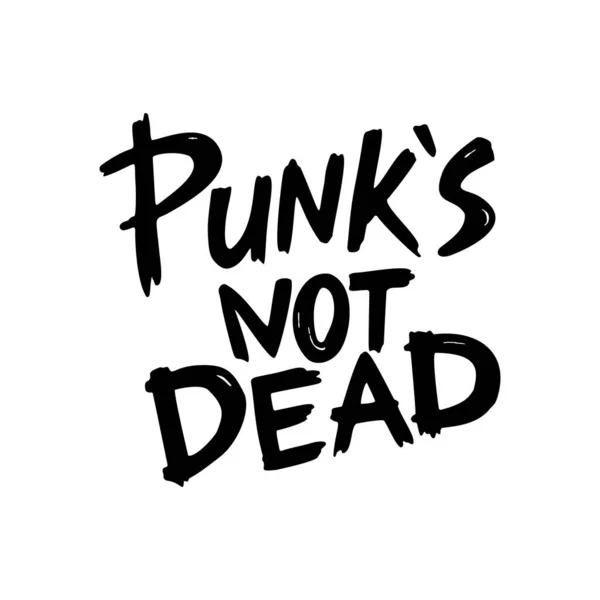 Colección de rock punk. Punk no está muerto inscripción monocromática en estilo dibujado a mano sobre fondo blanco. Ilustración vectorial. — Archivo Imágenes Vectoriales