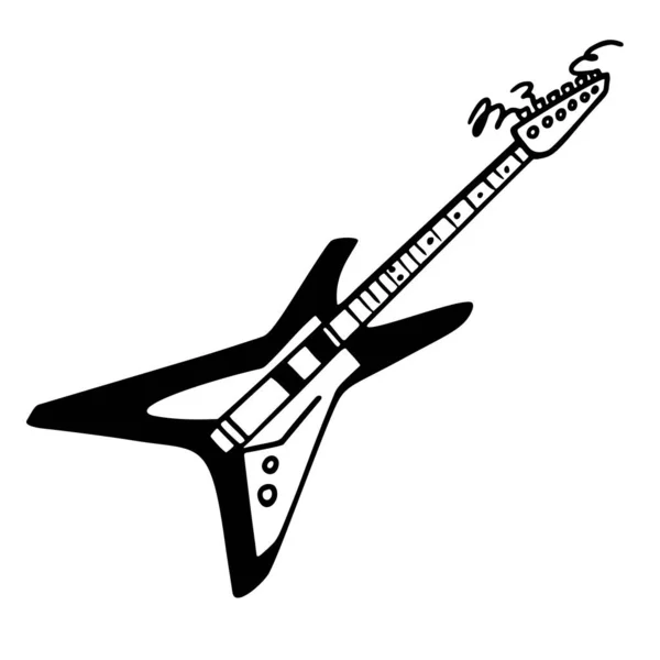 Colección de rock punk. Guitarra eléctrica icono monocromo, guitarra stealth rock en forma de estrella. Ilustración vectorial sobre fondo blanco. — Vector de stock
