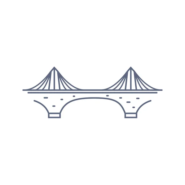 Brückenlinien-Vektor-Symbol - Hängebrücke einfaches Piktogramm im linearen Stil auf weißem Hintergrund. Vektorillustration. — Stockvektor