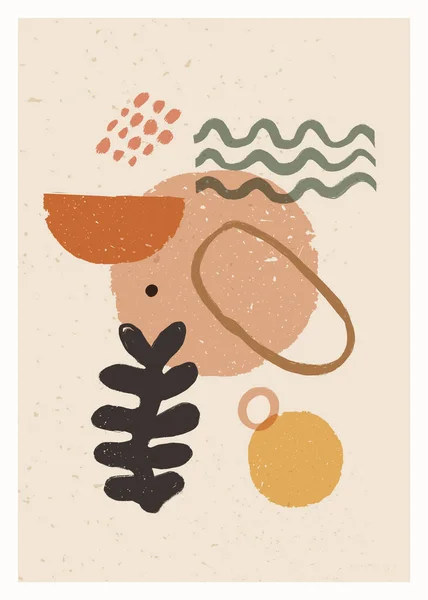 Cartel minimalista de arte abstracto. Composición orgánica abstracta escandinava en colores terrosos naturales para la decoración de paredes. Ilustración pintada a mano vectorial — Archivo Imágenes Vectoriales