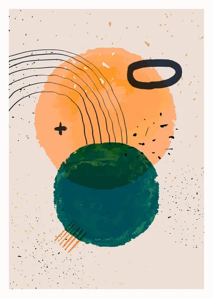 Absztrakt művészeti minimalista poszter. Skandináv absztrakt geometriai összetétel a faldekorációhoz. Kézzel festett vektor illusztráció — Stock Vector
