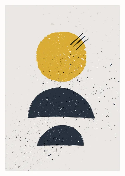 Abstracte kunst minimalistische poster. Scandinavische abstracte geometrische compositie voor wanddecoratie. Vector met de hand geschilderde illustratie — Stockvector