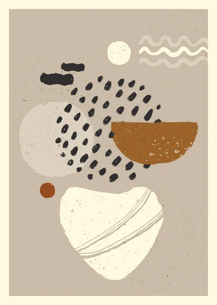Abstraktní umělecké minimalistické plakáty. Skandinávská abstraktní organická kompozice v přírodních zemitých barvách pro dekoraci stěn. Vektorové ručně malované ilustrace — Stockový vektor