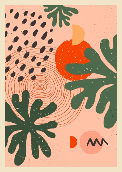 Absztrakt művészeti minimalista plakátok. Skandináv absztrakt szerves kompozíció barack rózsaszín színekben a faldekorációhoz. Kézzel festett vektor illusztráció — Stock Vector