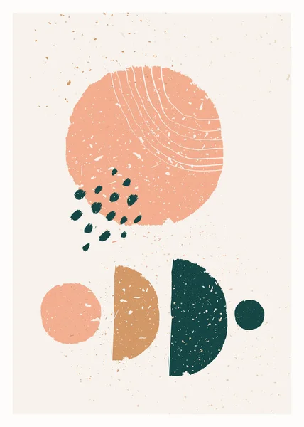 Αφηρημένη μινιμαλιστική αφίσα. Σκανδιναβική αφηρημένη γεωμετρική σύνθεση για διακόσμηση τοίχων σε φυσικά γήινα χρώματα. Χειροποίητη απεικόνιση διανύσματος — Διανυσματικό Αρχείο