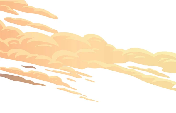 Nubes, fondo vectorial de dibujos animados. Nubes de cirros amarillos sobre fondo blanco. Ilustración vectorial en estilo plano de dibujos animados — Archivo Imágenes Vectoriales