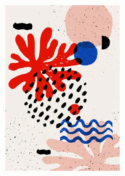 Cartel abstracto del vector del arte. Vintage abstracto Matisse inspirado en la impresión para la decoración de la pared. Ilustración pintada a mano vectorial — Vector de stock
