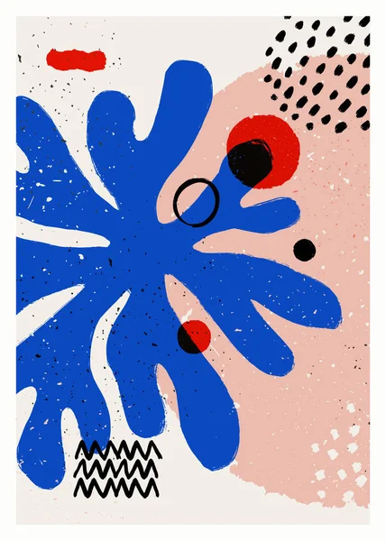Cartaz vetorial de arte abstrata. Vintage abstrato Matisse inspirado impressão para decoração de parede. Ilustração pintada à mão vetorial —  Vetores de Stock
