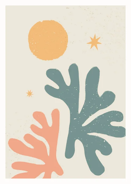 Abstraktní vektorový plakát. Ročník abstraktní Matisse inspiroval tisk pro dekoraci stěn. Vektorové ručně malované ilustrace — Stockový vektor