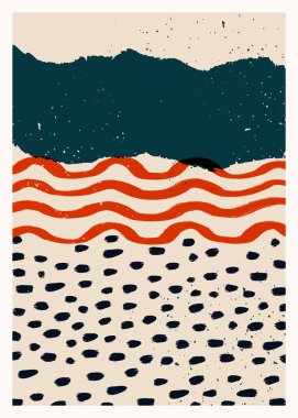 Soyut sanat vektörü posteri. Duvar dekorasyonu için klasik soyut geometrik baskı. Elle boyanmış vektör illüstrasyonu