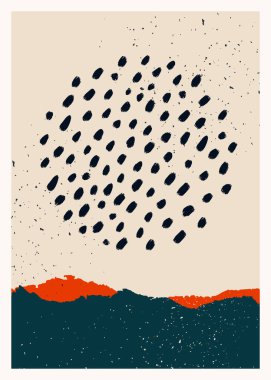 Soyut sanat vektörü posteri. Duvar dekorasyonu için klasik soyut geometrik baskı. Elle boyanmış vektör illüstrasyonu