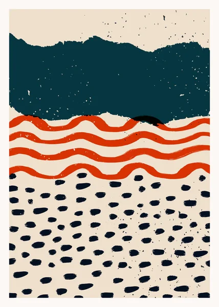 Soyut sanat vektörü posteri. Duvar dekorasyonu için klasik soyut geometrik baskı. Elle boyanmış vektör illüstrasyonu