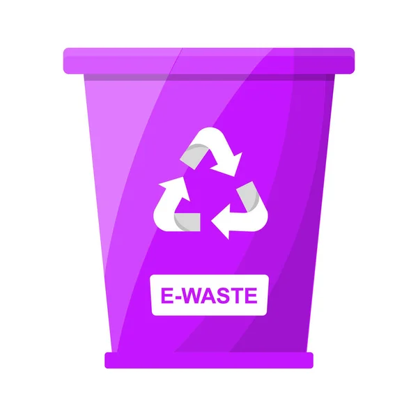 垃圾分类电子废物回收站紫色平面矢量图解白色背景 — 图库矢量图片