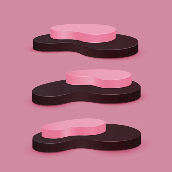 Pembe ve koyu kahverengi kaidesi pembe arka planda izole edilmiş. Ürün tanıtımı için vektör podyumu.