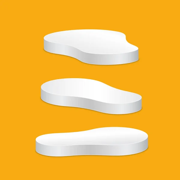 Beyaz özgürlükçü kaidesi gri arka planda izole edilmiş. Ürün tanıtımı için vektör podyumu.