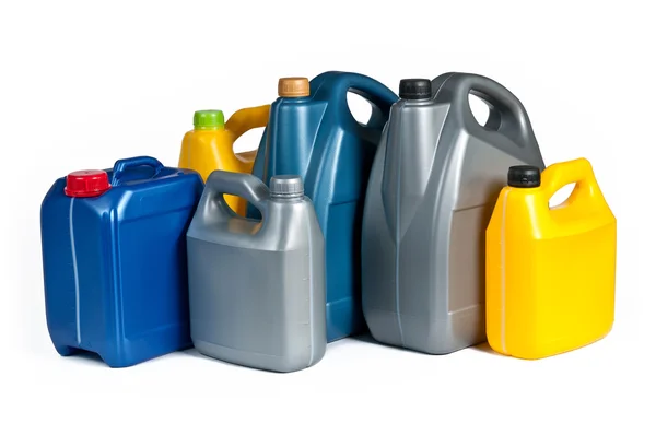 Kunststoffkanister für Maschinenöl lizenzfreie Stockfotos