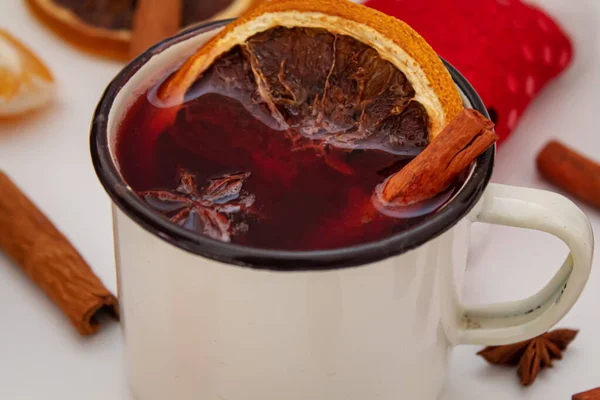 Christmas Mulled Wine Merry Christmas Cup Mulled Wine Cinnamon Anise — Stock Photo, Image