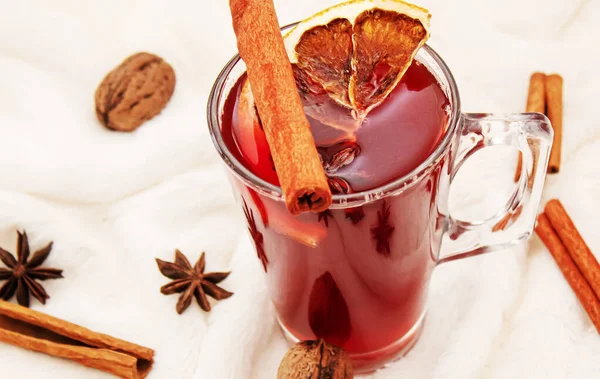 Christmas Mulled Wine Merry Christmas Cup Mulled Wine Cinnamon Anise — Stock Photo, Image