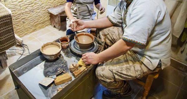 Pottery Lera Keramik Gör Selektiv Fokus Natur — Stockfoto