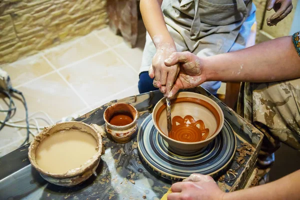 Pottery Clay Poterie Fabrication Concentration Sélective Nature — Photo